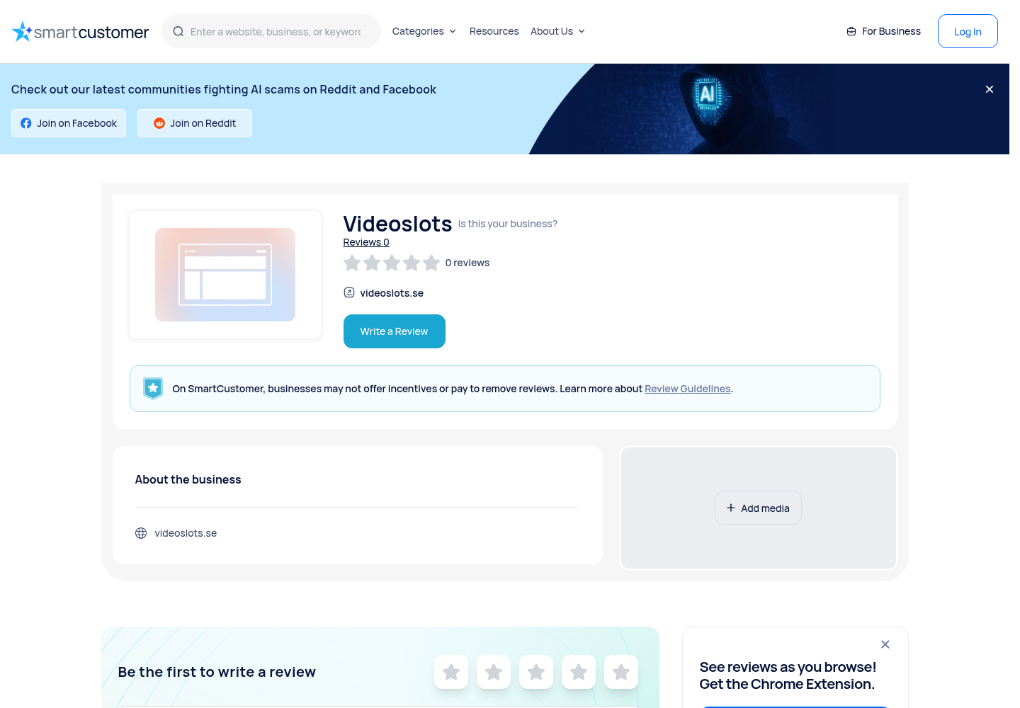 Daterad fångst av användarprofilen för videoslots.se